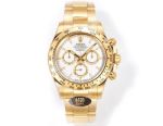 Rolex Daytona 904L Steel 40mm Ceramic Bezel Platinum Markers White Face YG Oyster Band Watch